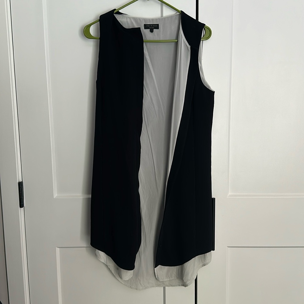 Rag & Bone button down shirt dress with white lining. Silk. Like new.